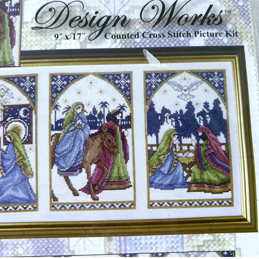 Design Works Nativity Window Cross Stitch Kit Joan Elliott 5436 Christmas 9x17